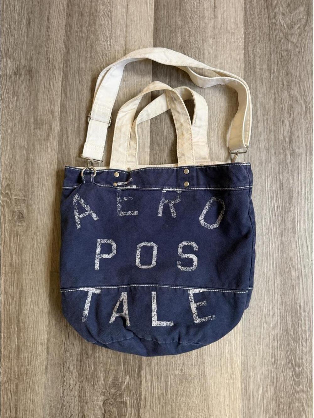 Y2K Aeropostale navy blue canvas tote bag with long strap ' #aeropostale #tote